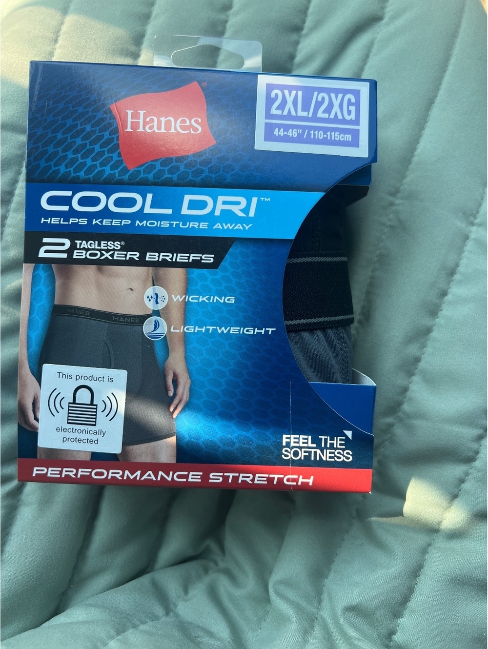 Hanes Cool Dri Performance Stretch 2XL Tagless Boxer Briefs 2-Pack